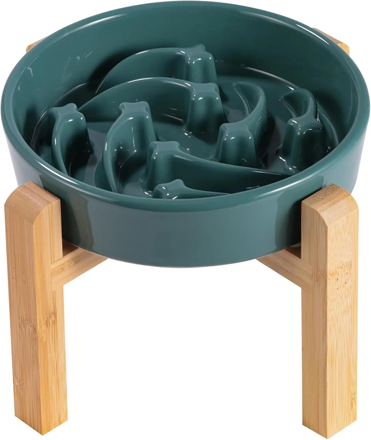 Elevated Ceramic Slow Feeder Dog Bowl (8.6in, Weighted)