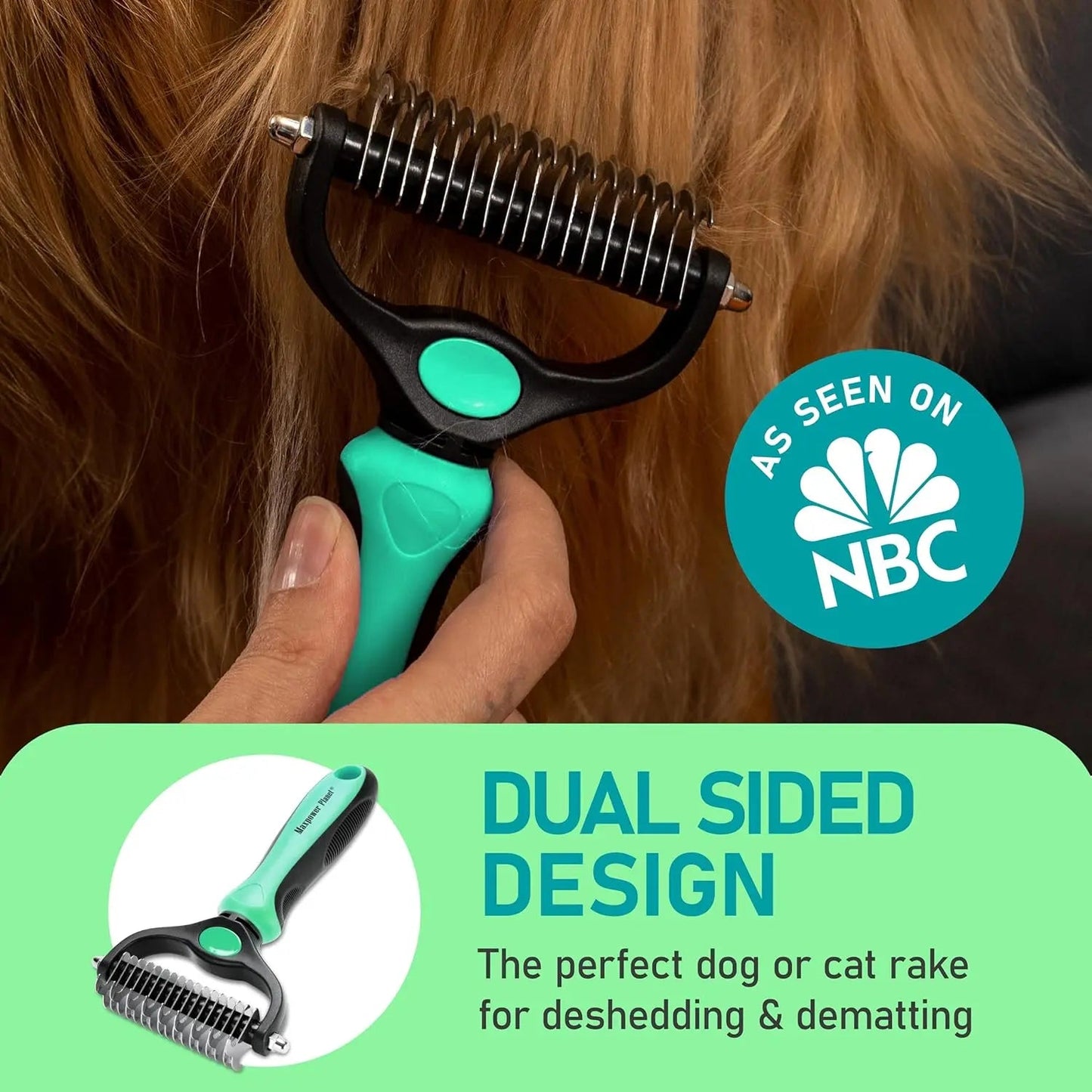 Maxpower Dual-Sided Deshedding Rake — Dematting Tool for Dogs & Cats