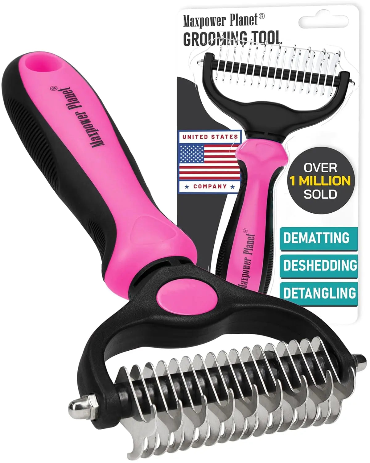 Maxpower Dual-Sided Deshedding Rake — Dematting Tool for Dogs & Cats