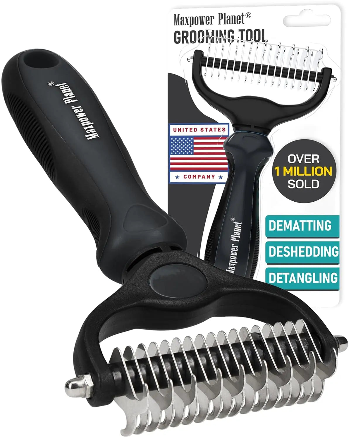 Maxpower Dual-Sided Deshedding Rake — Dematting Tool for Dogs & Cats