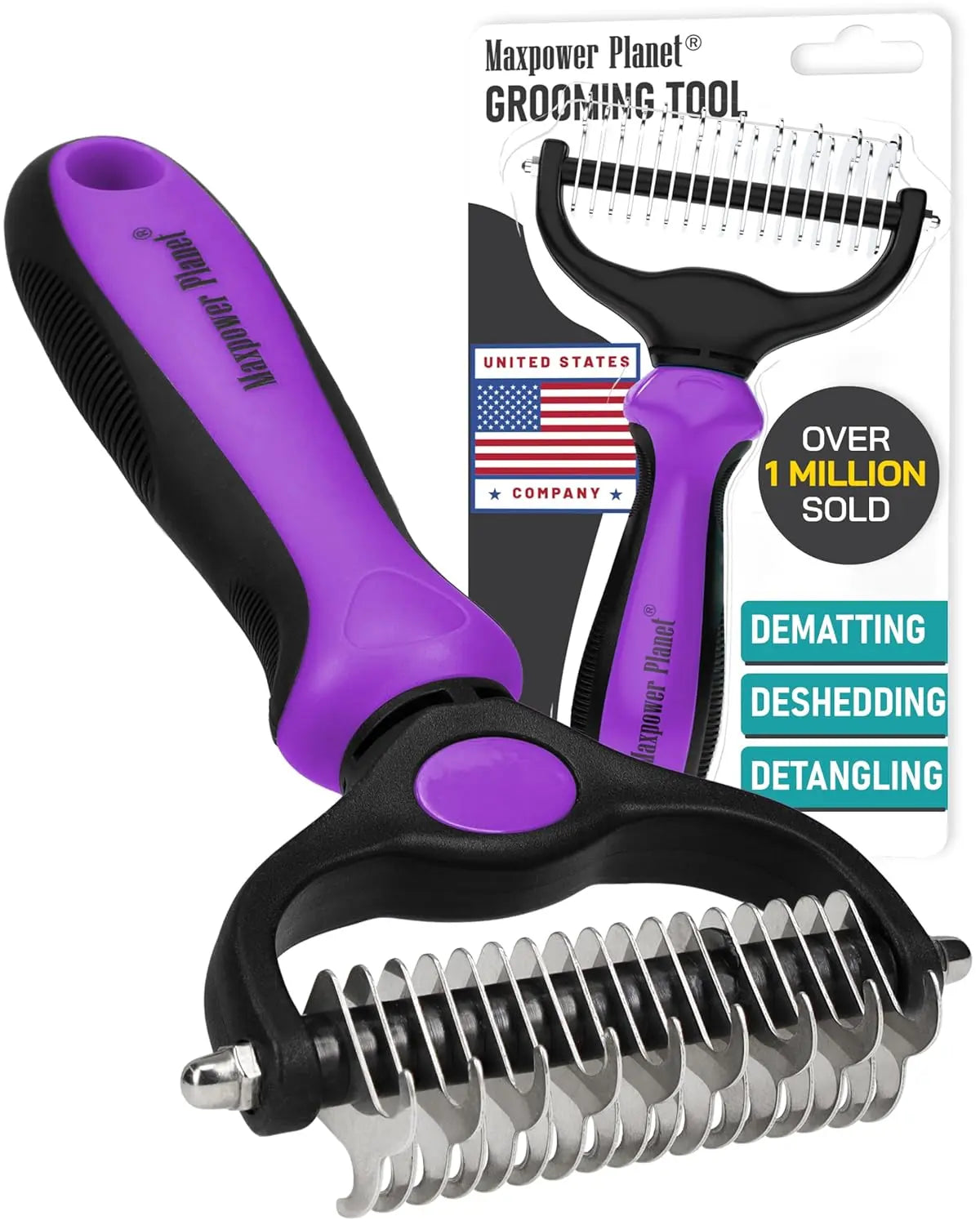 Maxpower Dual-Sided Deshedding Rake — Dematting Tool for Dogs & Cats