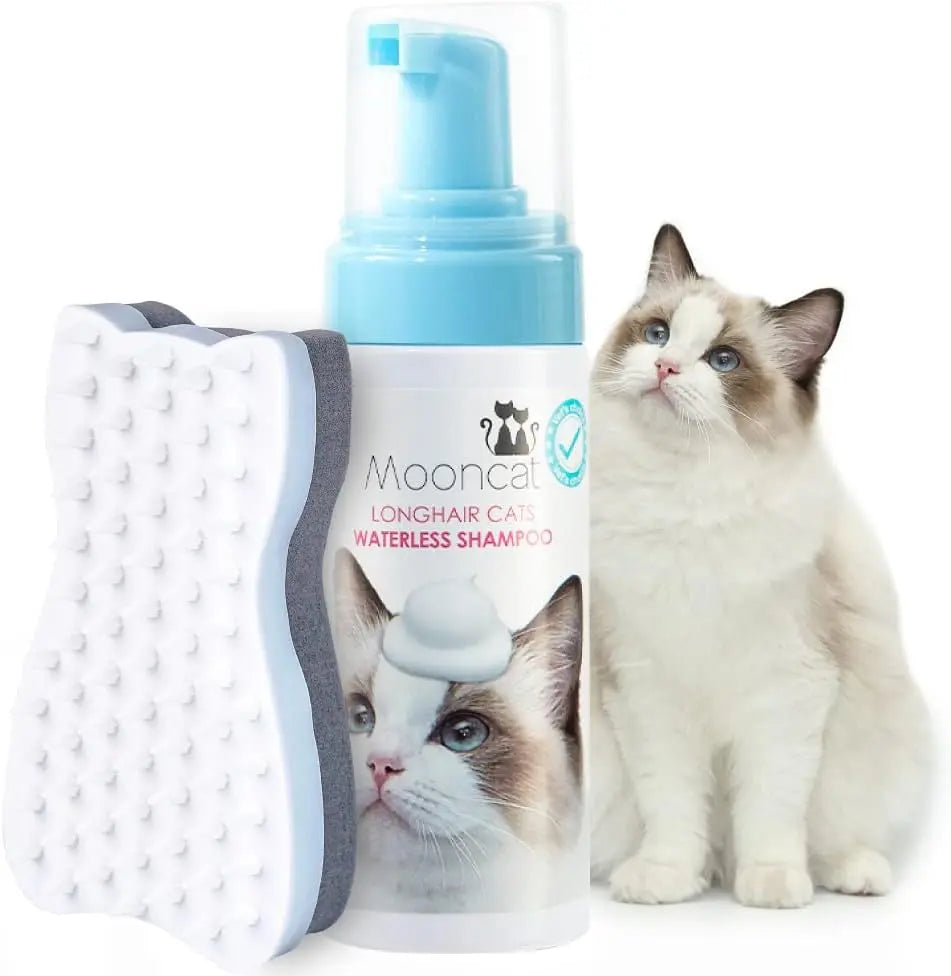 Waterless Cat Shampoo & Brush Kit — No-Rinse Foam for Bath-Free Grooming