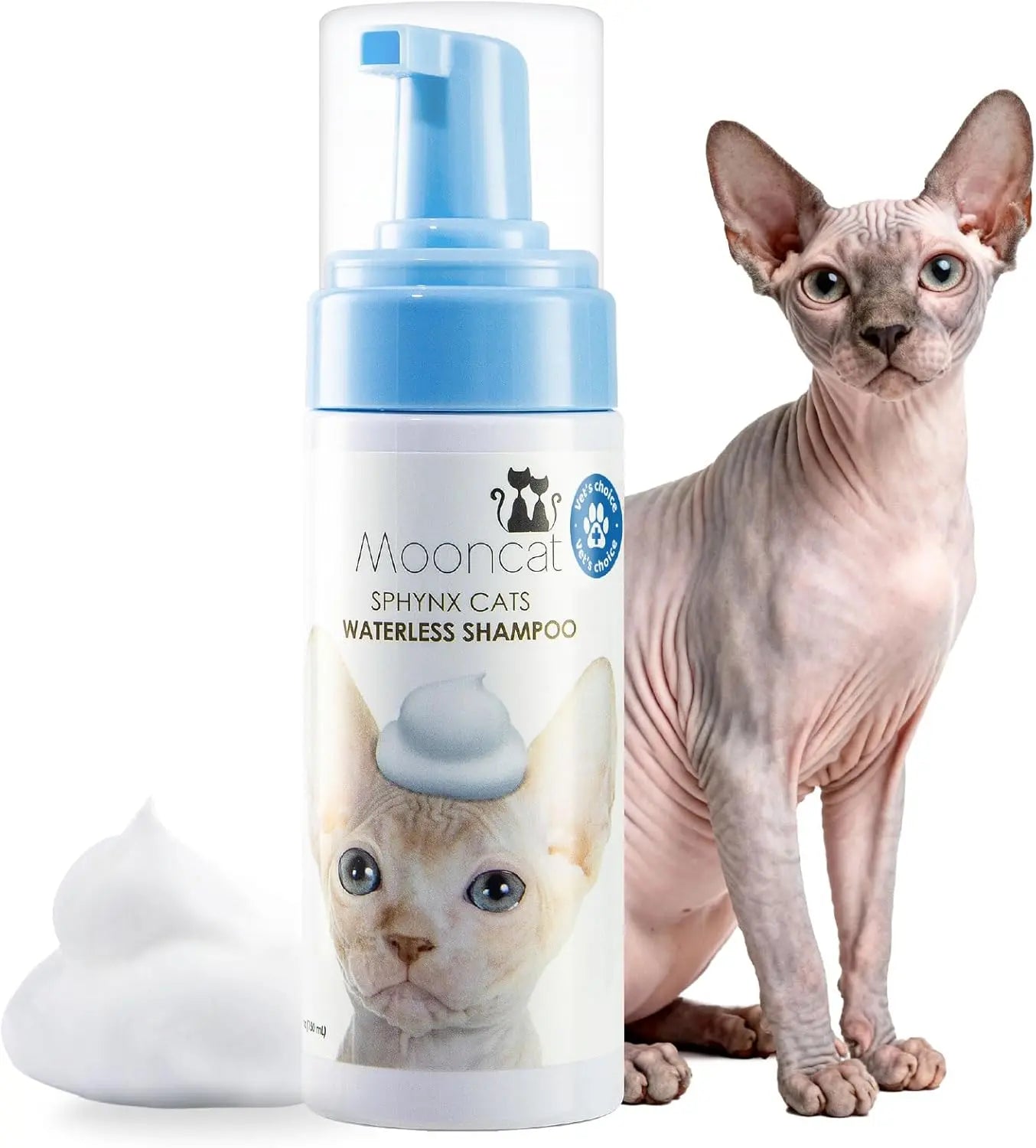 Waterless Cat Shampoo & Brush Kit — No-Rinse Foam for Bath-Free Grooming