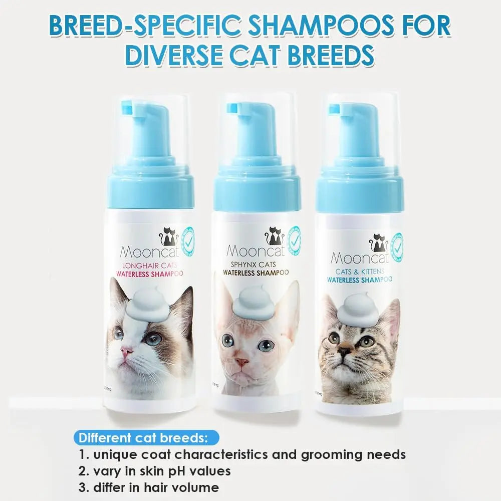 Waterless Cat Shampoo & Brush Kit — No-Rinse Foam for Bath-Free Grooming