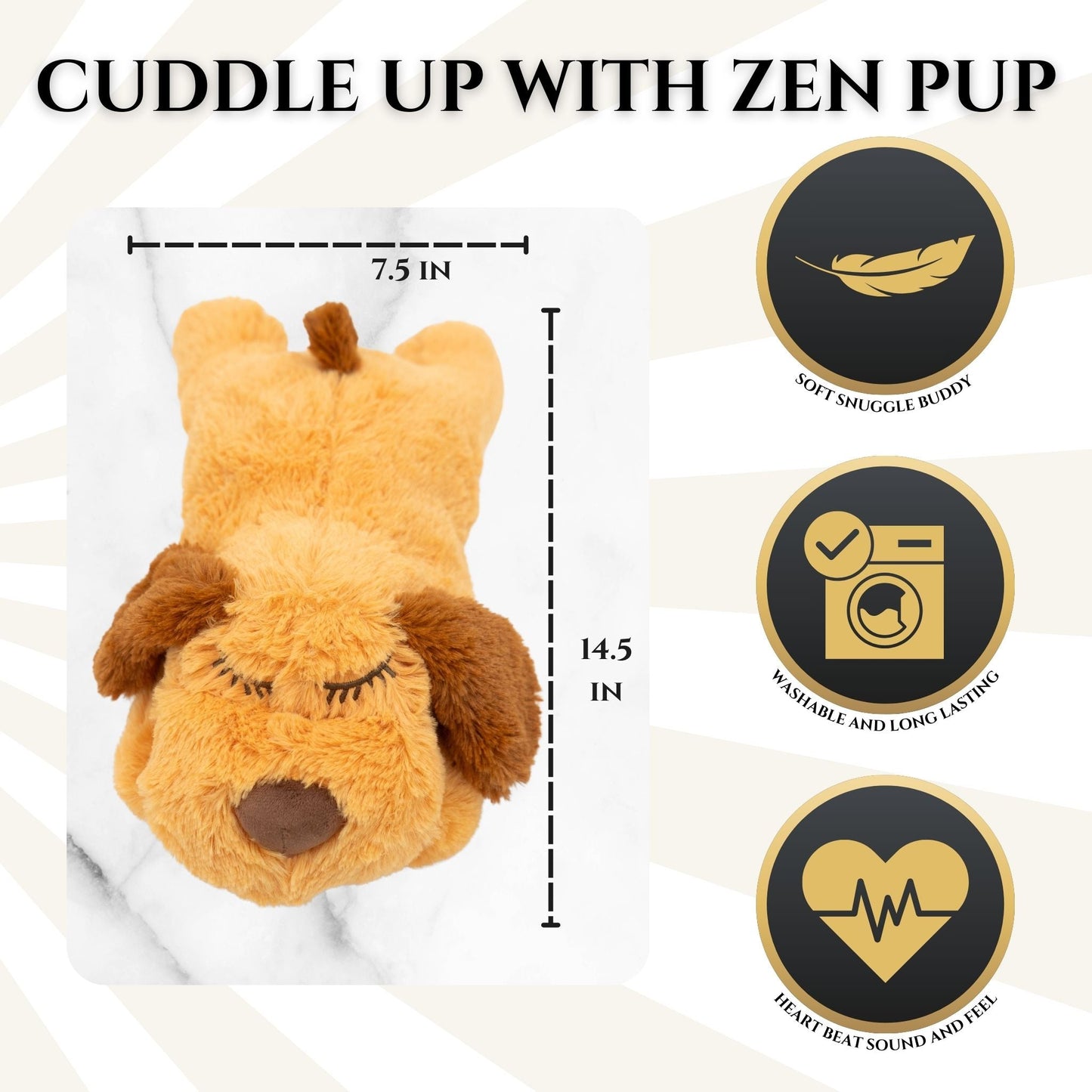 Zen Pup Heartbeat Calming Toy — Puppy Anxiety Relief for Crates, Storms & Sleep