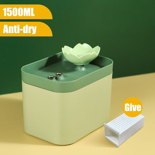 Automatic Cat Water Fountain; 1.5L USB Quiet Pet Drinker & Filtered Dispenser - Apollo's Corner