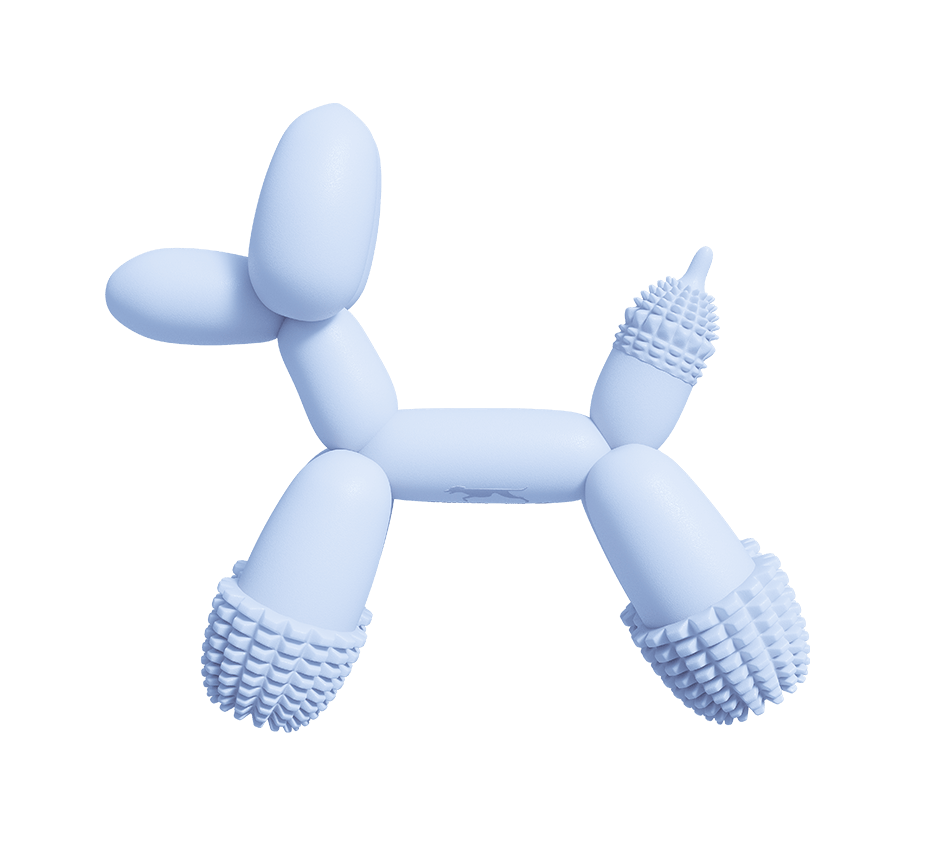 Balloon Dog Chew Toy Blue - Dental Rubber Dog Toy for Small Breeds