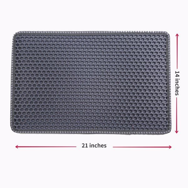 Cat Litter Mat, Kitty Litter Trapping Mat, Double Layer Mats with MiLi Shape Scratching design, Urine Waterproof, Easy Clean, Scatter Control 21" x 14" Grey - Apollo's Corner