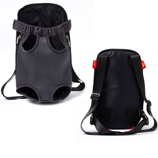DenimPaws Pet Backpack in black color showing front zipper pocket