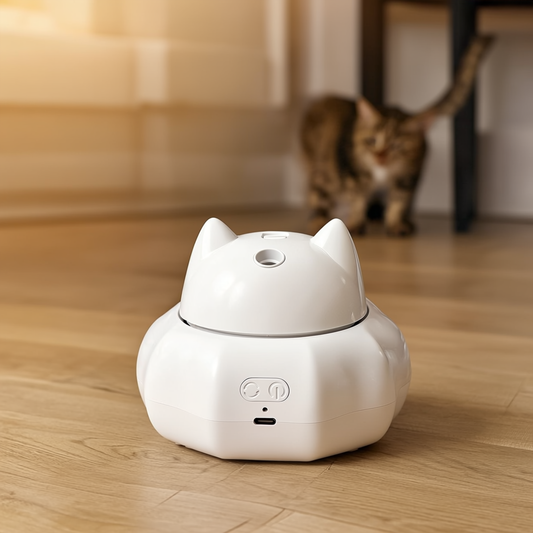 LaserPlay automatic cat toy on a calm floor