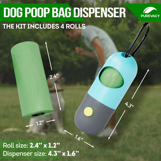 GlowGo Poop Bag Dispenser attached to dog leash handle