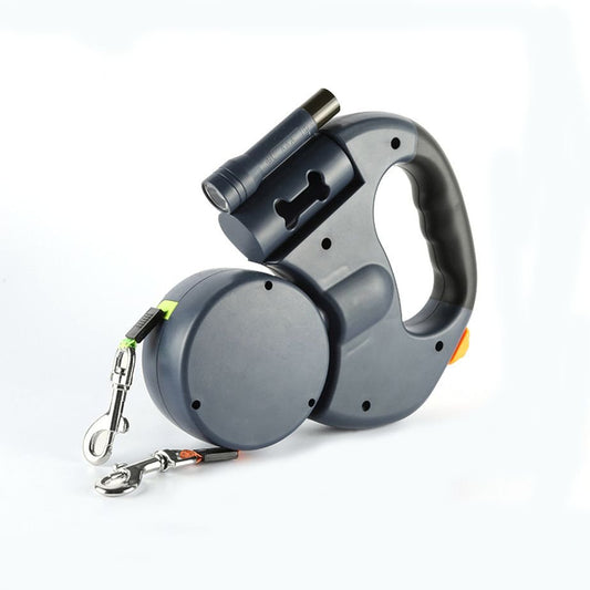 Dogs Leash Traction Rope Retractable Pet Dog Double Lead Leash Dual Dog - 50 Pounds Per Dog with Light - Apollo's Corner