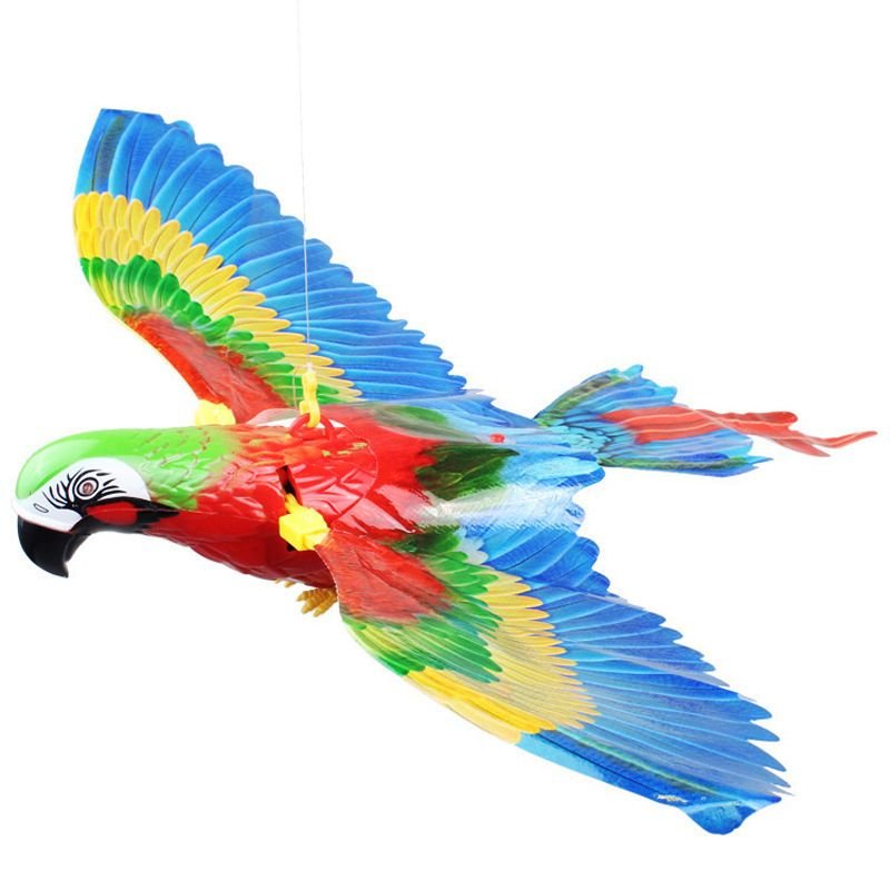 ParrotGlide Electric Bird Toy hanging from door frame for cat play