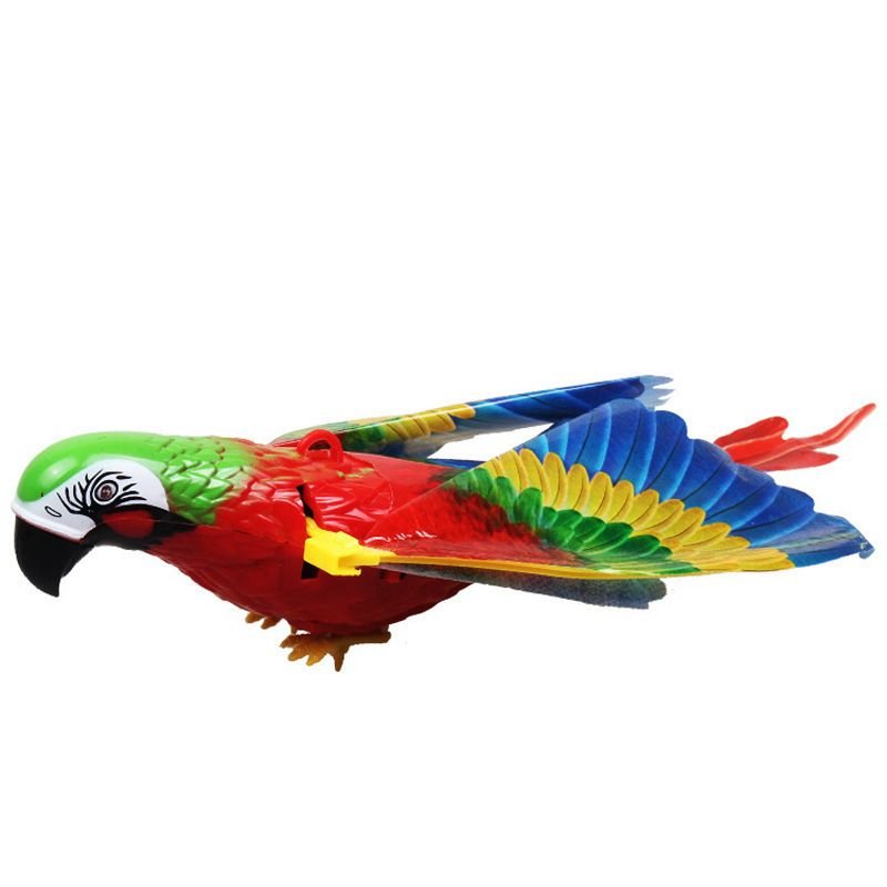 Cat jumping to catch ParrotGlide Electric Flying Bird Toy
