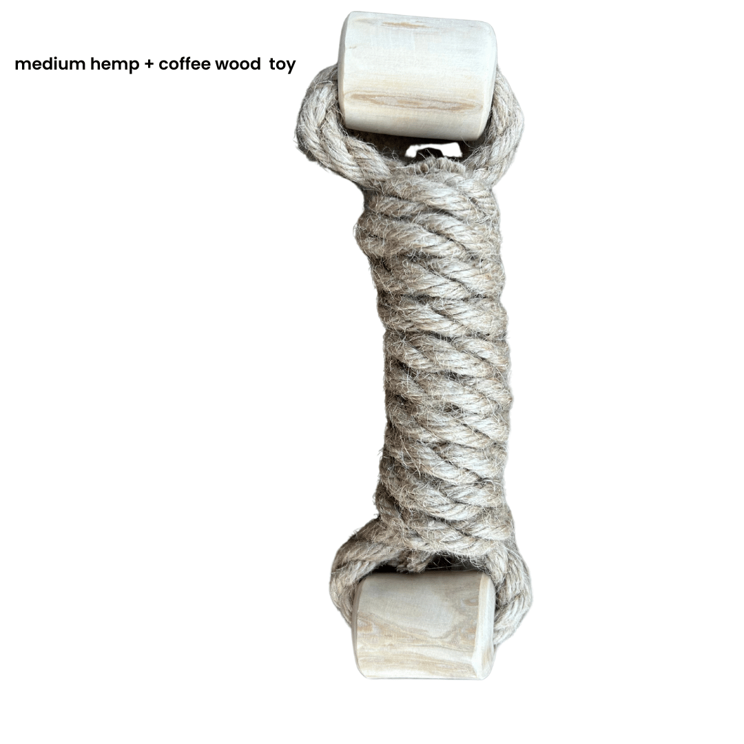 hemp rope + coffee wood toy - Apollo's Corner