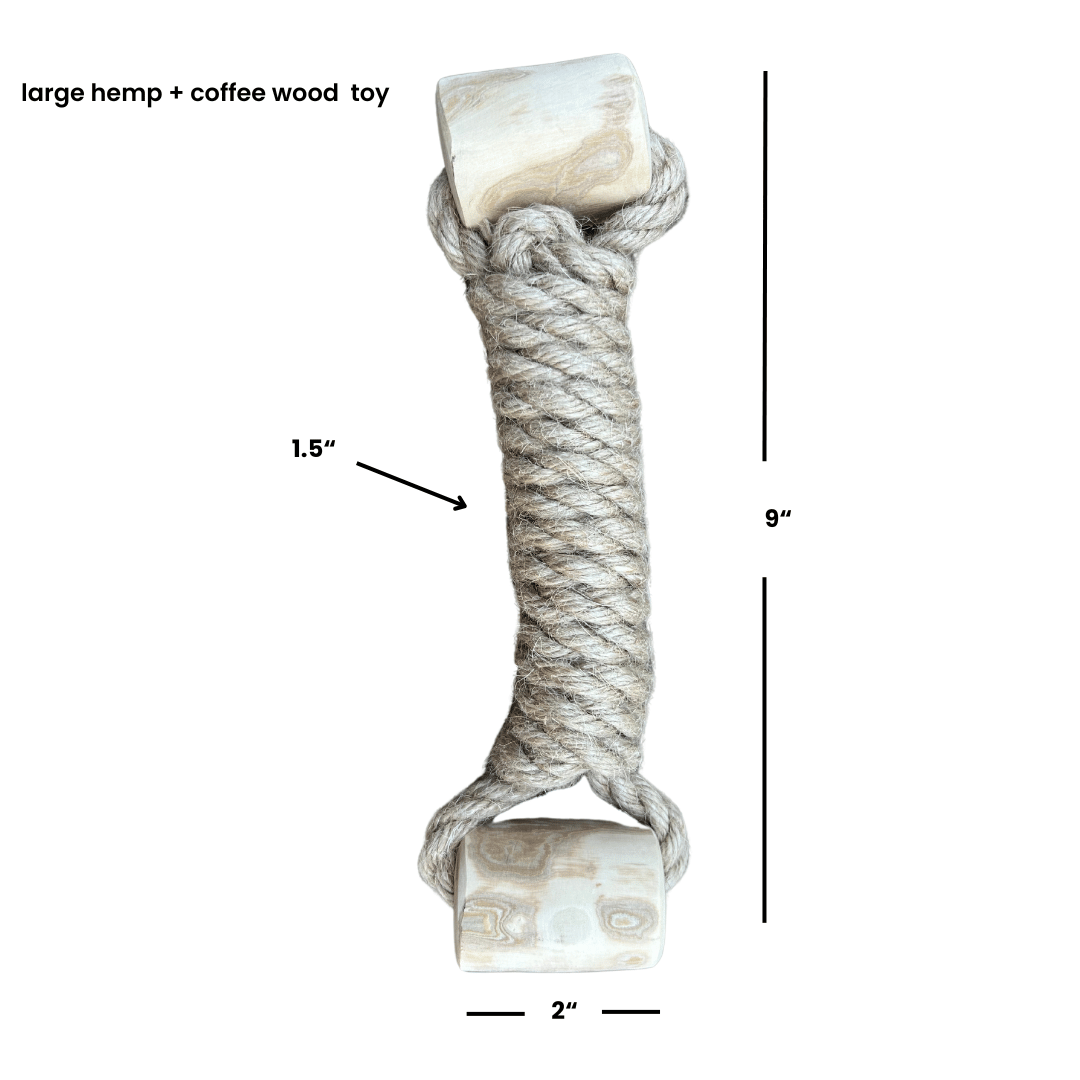 hemp rope + coffee wood toy - Apollo's Corner