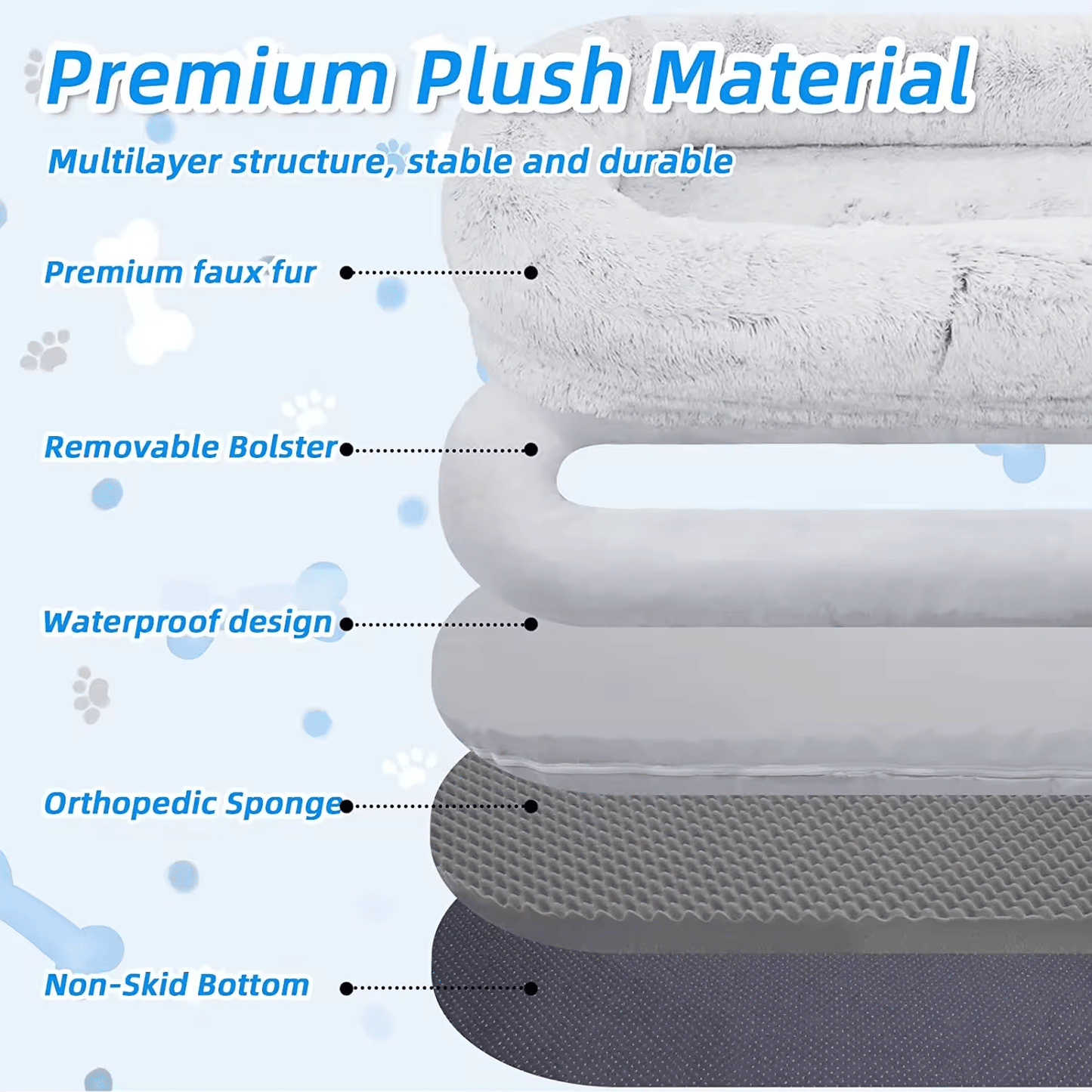 Human Dog Bed, 71''x40''x12'' Size Fits You and Pets, Washable Faux Fur Dog Bed for People Doze Off, Napping Orthopedic Dog Bed (GREY) Xmas Christmas Gift - Apollo's Corner