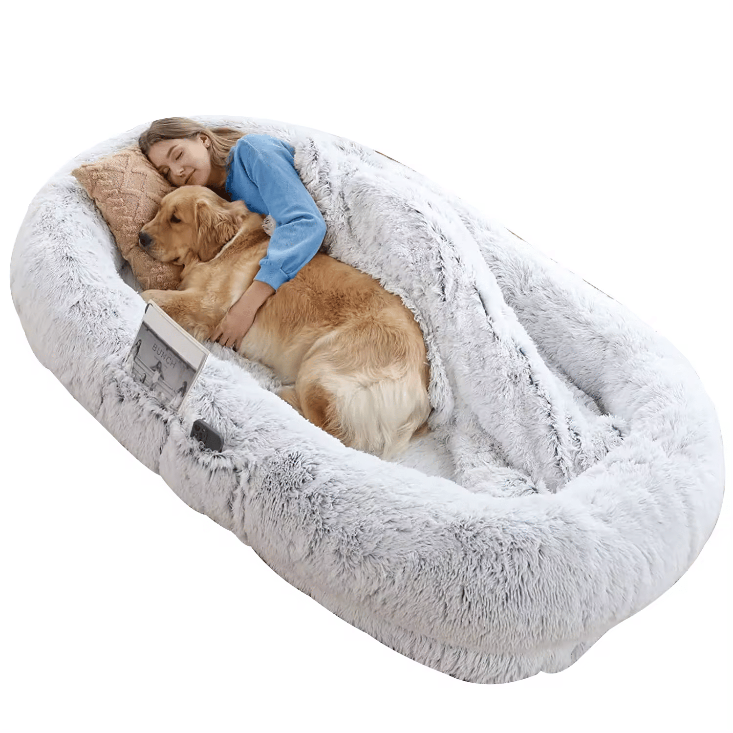 Human Dog Bed, 71''x40''x12'' Size Fits You and Pets, Washable Faux Fur Dog Bed for People Doze Off, Napping Orthopedic Dog Bed (GREY) Xmas Christmas Gift - Apollo's Corner