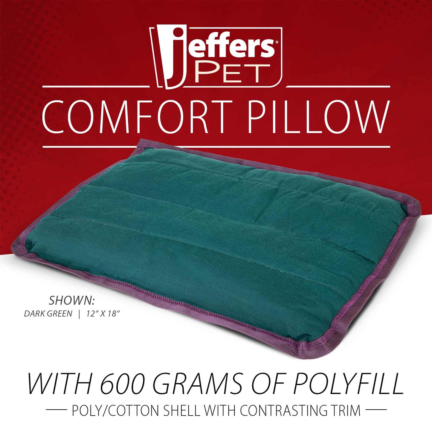 Jeffers Washable Dog Pillow — Flat Crate, Carrier & Travel Pad
