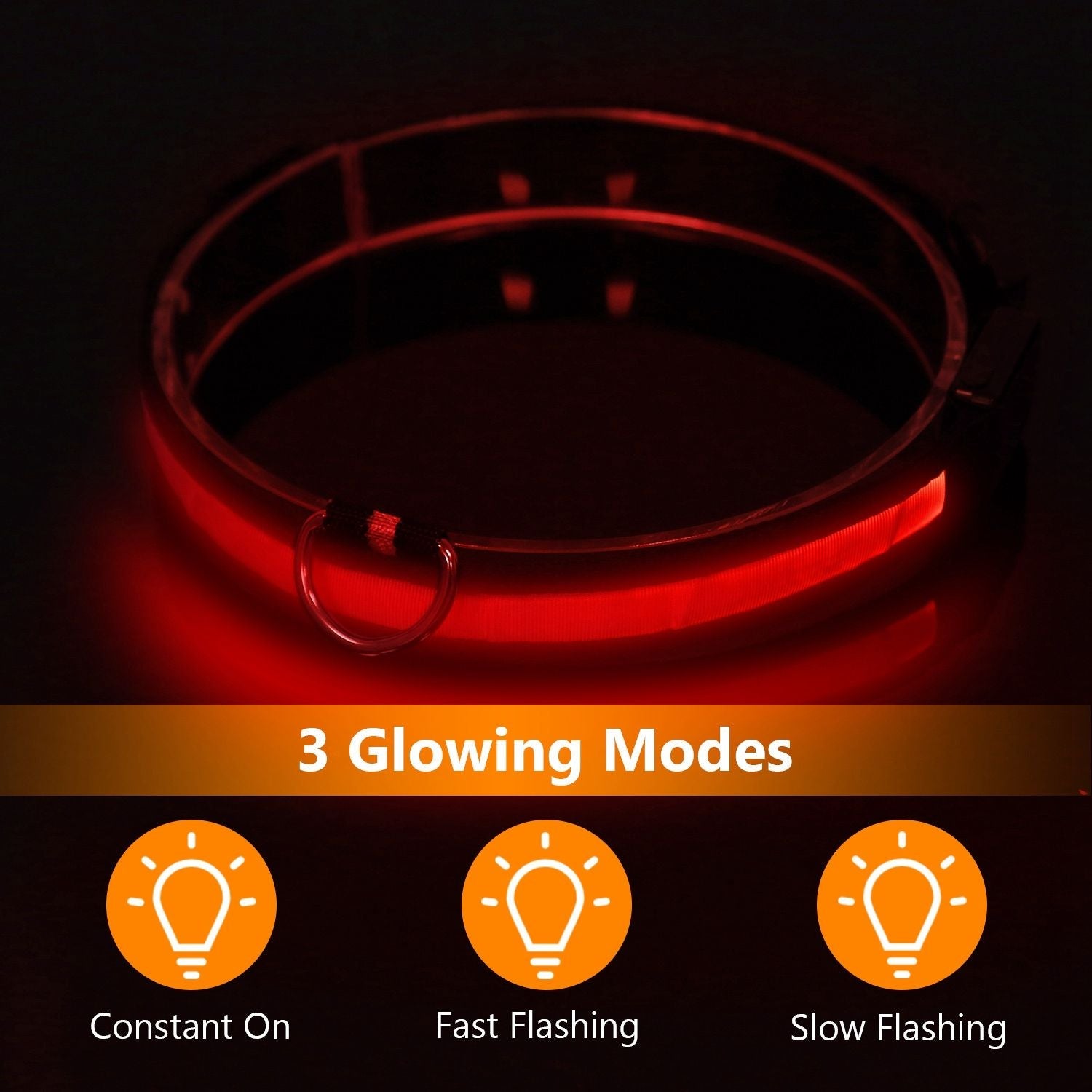 LED Dog Collar USB Rechargeable Adjustable Dog Safety Collar Night Safety Flashing Luminous Light up Collar - Apollo's Corner