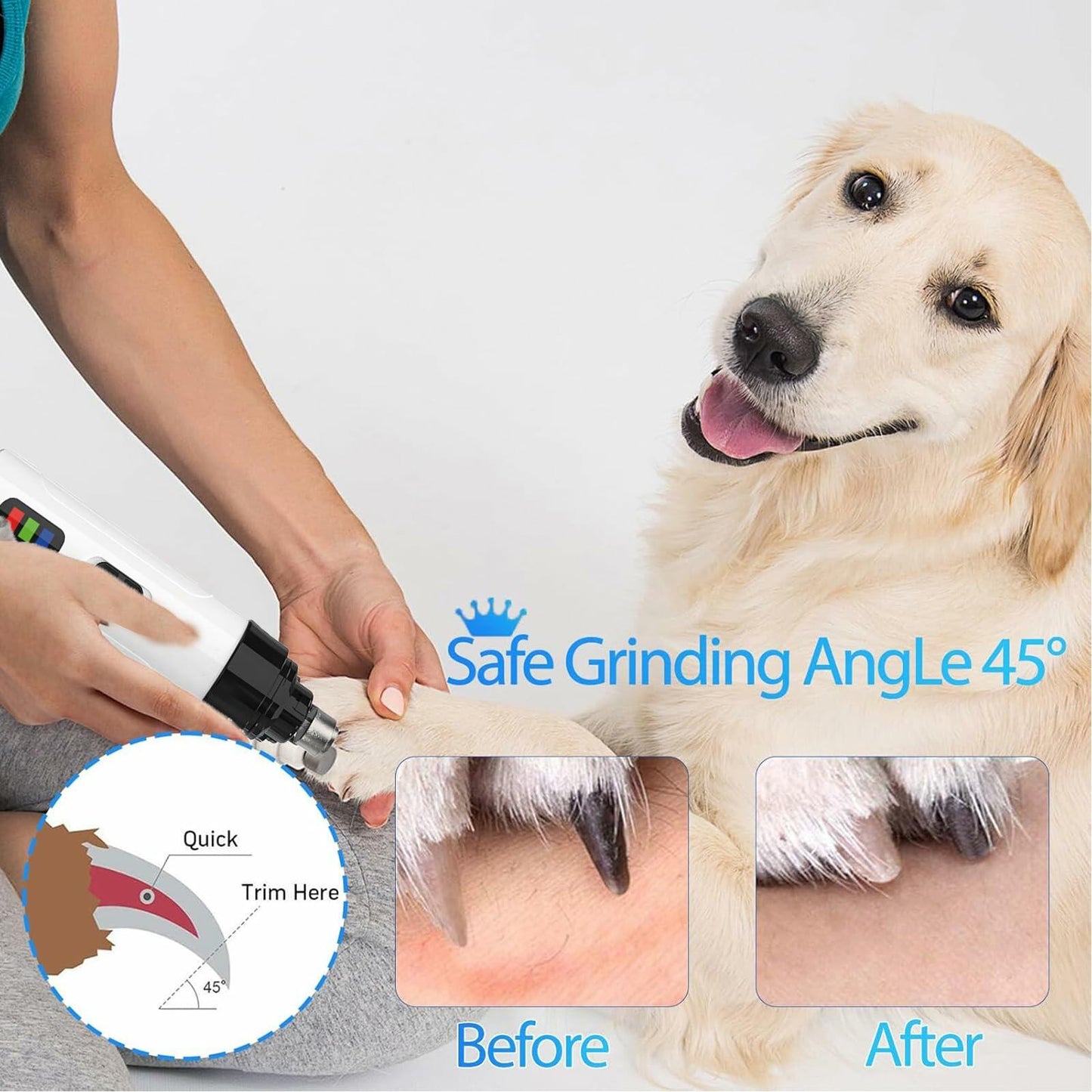 QuietPaw Rechargeable Nail Grinder — Low-Noise Trimming for Anxious Dogs