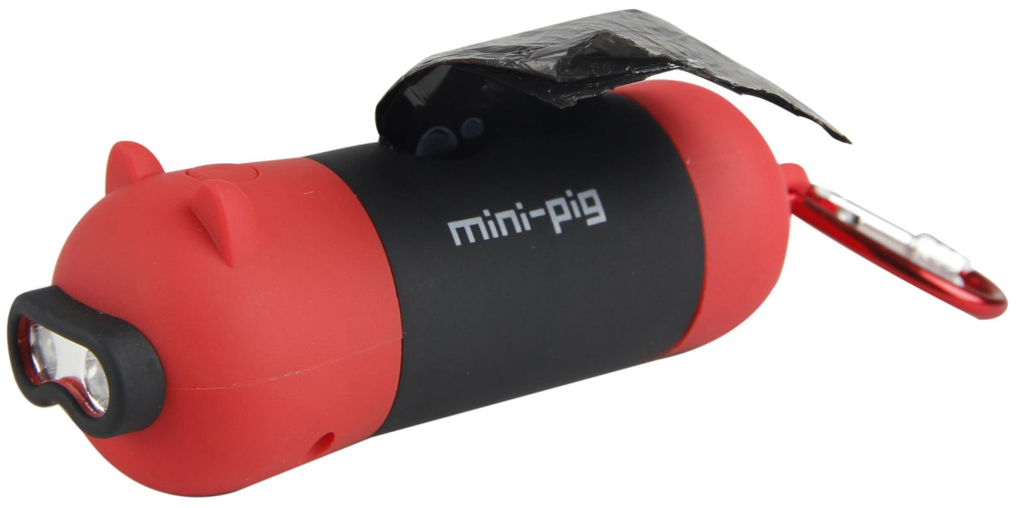 Pet Life Oink LED Flashlight and Waste Bag Dispenser - Dog Walk Leash Accessory