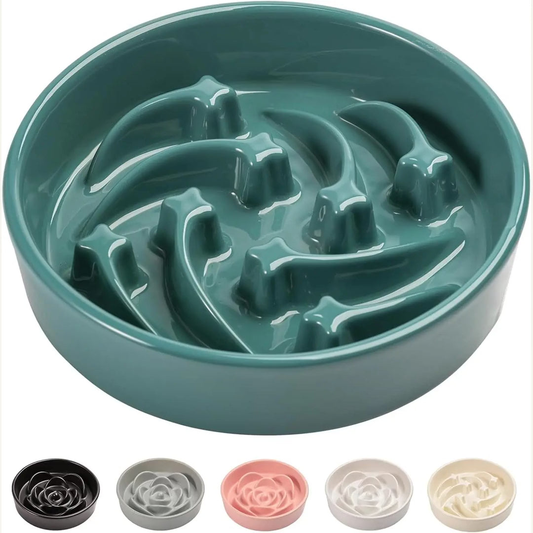 Elevated Ceramic Slow Feeder Dog Bowl (8.6in, Weighted) — product video