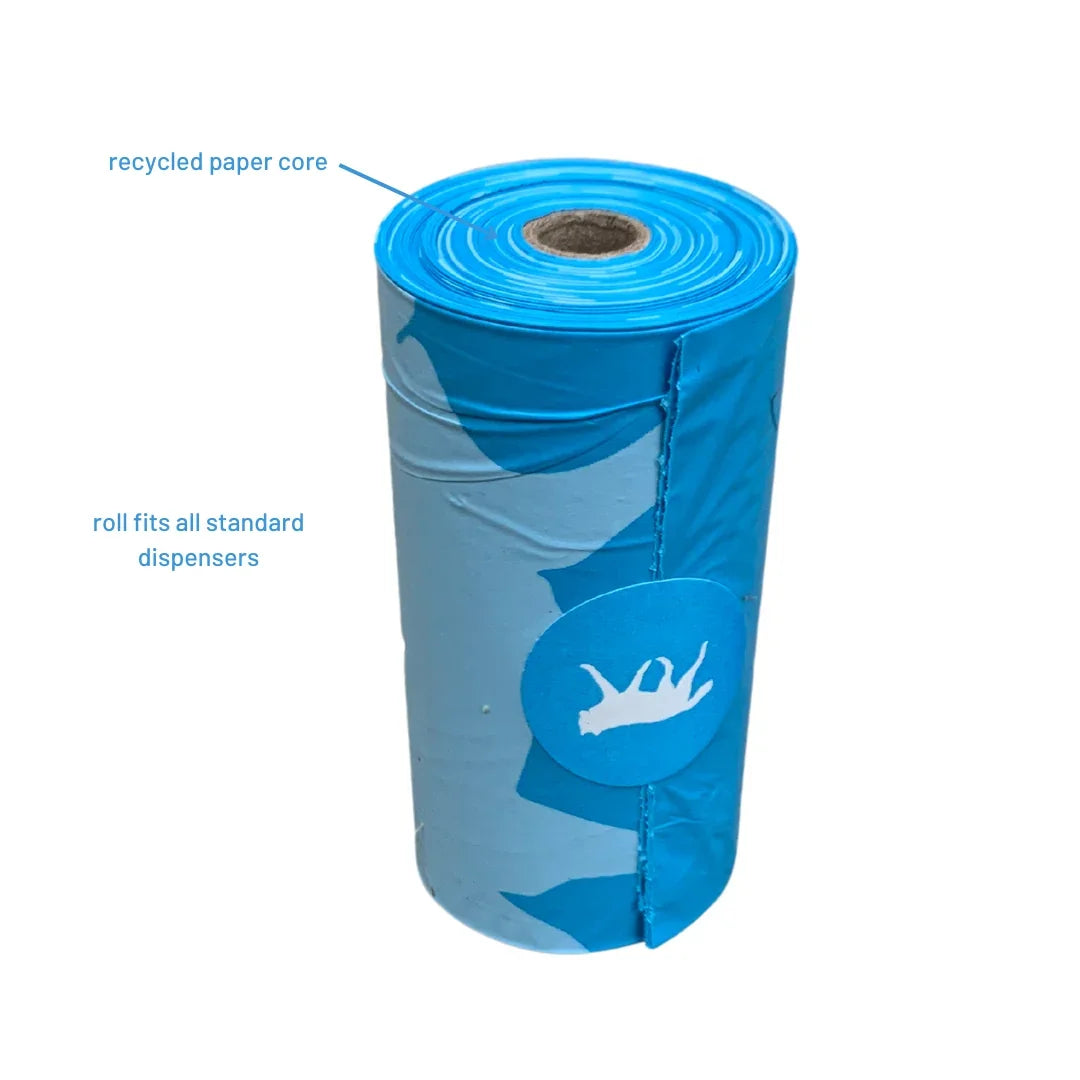 rōmng bio-based poop bag bundle with bamboo dispenser and hemp rope tug toy