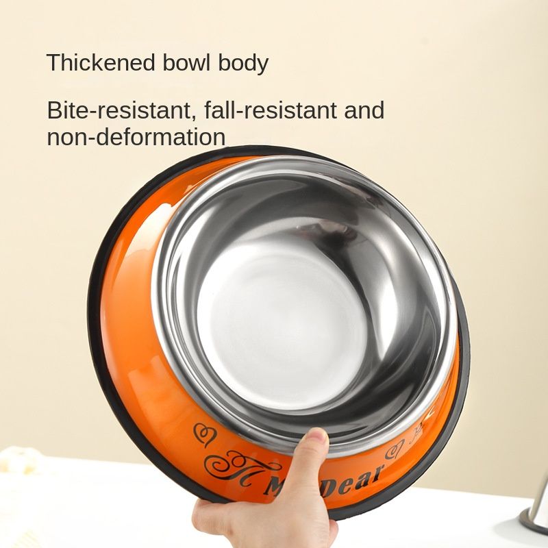 Stainless steel dog bowl; color anti - skid dog bowl; cat bowl - Apollo's Corner