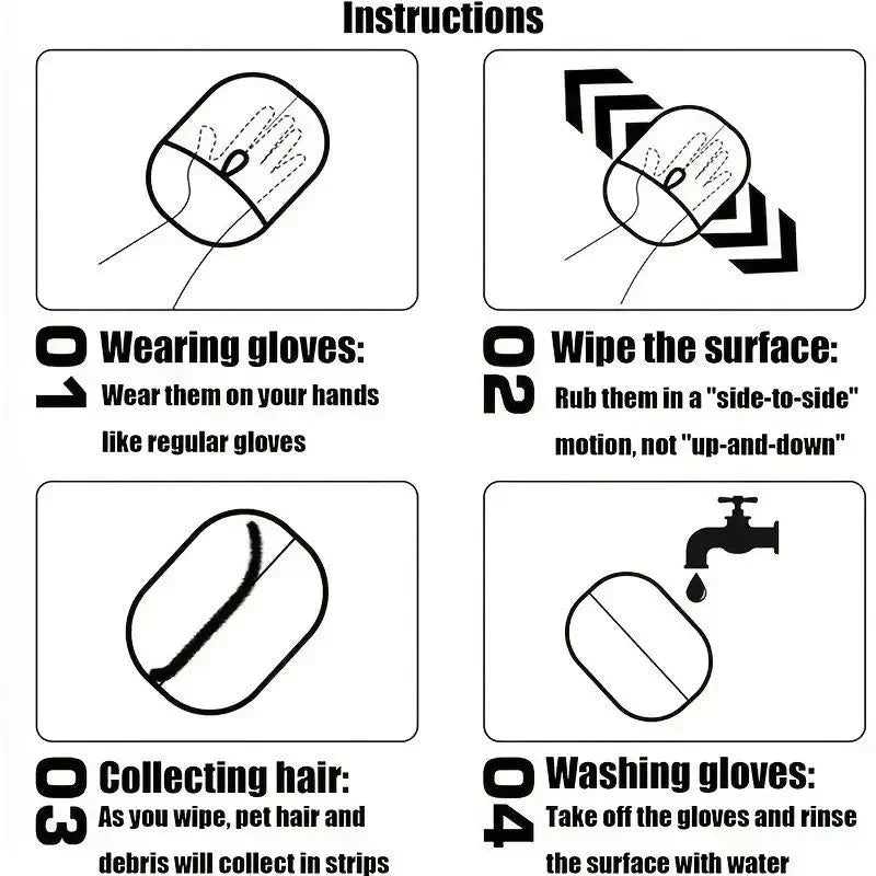 Grooming Mitt Pair — Static Hair-Removal Gloves for Cats & Dogs