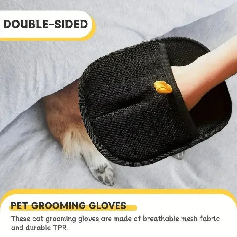 Grooming Mitt Pair — Static Hair-Removal Gloves for Cats & Dogs