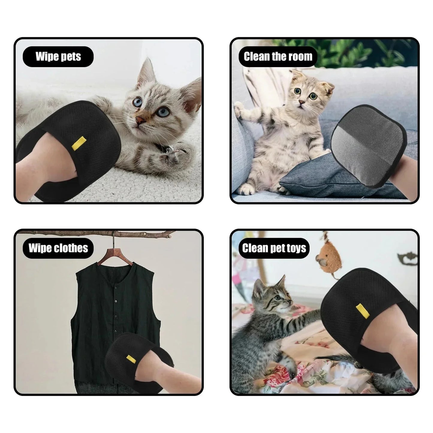 Grooming Mitt Pair — Static Hair-Removal Gloves for Cats & Dogs
