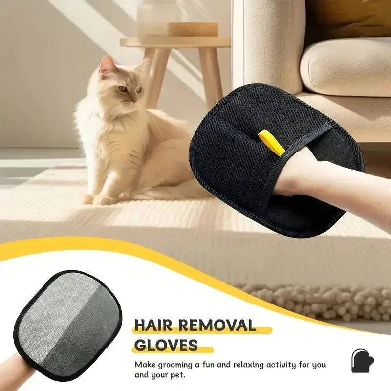 Grooming Mitt Pair — Static Hair-Removal Gloves for Cats & Dogs