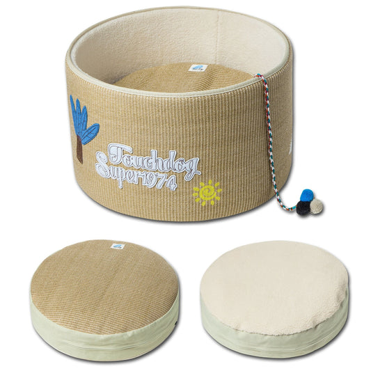 FelineFun Cat Bed in black showing scratch-proof exterior